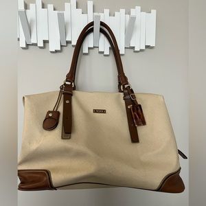 TUMI creme/brown overnight bag